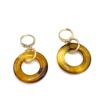 Load image into Gallery viewer, Tortoise &amp; Gold Ring Leverback Drop Earrings
