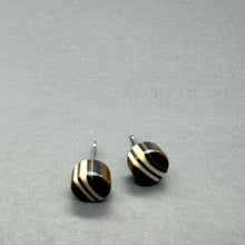 Load image into Gallery viewer, Black and Tan Stripe Cane Slice Stud Earrings