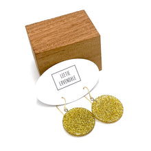 Load image into Gallery viewer, Gold and Clear Glitter Lucite Disc Drop Earrings