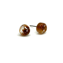 Load image into Gallery viewer, Cinnamon Beige Stripe Cane Slice Stud Earrings
