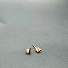 Load image into Gallery viewer, Orange Brown Cream Striped Tiny Cane Slice Stud Earrings