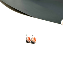 Load image into Gallery viewer, Orange Brown Cream Striped Tiny Cane Slice Stud Earrings