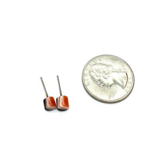 Load image into Gallery viewer, Orange Brown Cream Striped Tiny Cane Slice Stud Earrings