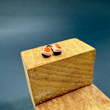 Load image into Gallery viewer, Orange Brown Cream Striped Tiny Cane Slice Stud Earrings