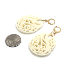 Load image into Gallery viewer, Cream Off White Paisley Teardrop Earrings