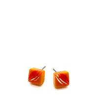 Load image into Gallery viewer, Citrus Stripe Square Cane Slice Stud Earrings