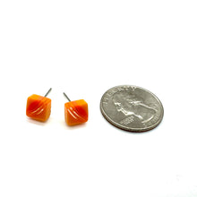 Load image into Gallery viewer, Citrus Stripe Square Cane Slice Stud Earrings