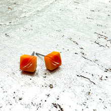Load image into Gallery viewer, Citrus Stripe Square Cane Slice Stud Earrings