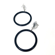 Load image into Gallery viewer, Faceted Clear &amp; Black Large Donut Drop Earrings