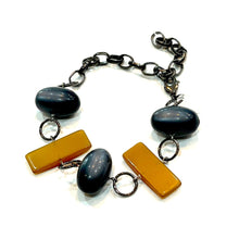 Load image into Gallery viewer, Charcoal &amp; Gold Geo Moonglow Stations Bracelet