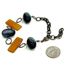 Load image into Gallery viewer, Charcoal &amp; Gold Geo Moonglow Stations Bracelet