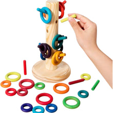 Load image into Gallery viewer, 12-Dowel Sorting Tree with 24 Building Rings Set