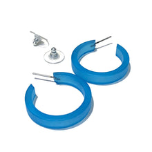 Load image into Gallery viewer, Aqua Blue Small Classic Hoops