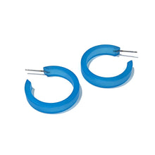 Load image into Gallery viewer, Aqua Blue Small Classic Hoops