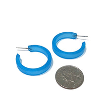 Load image into Gallery viewer, Aqua Blue Small Classic Hoops
