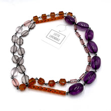 Load image into Gallery viewer, Amethyst &amp; Amber Beaded Rosary Chain Rope Necklace