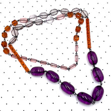 Load image into Gallery viewer, Amethyst &amp; Amber Beaded Rosary Chain Rope Necklace