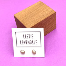 Load image into Gallery viewer, Marbled Bronze Beige Tiny Oval Stud Earrings