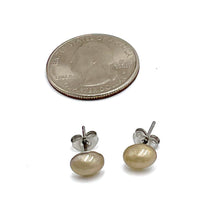 Load image into Gallery viewer, Marbled Bronze Beige Tiny Oval Stud Earrings
