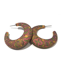 Load image into Gallery viewer, Tangerine Yellow Paisley Decoupage Hoop Earrings* Final Sale