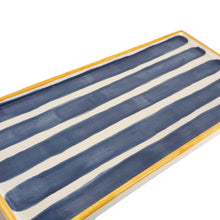 Load image into Gallery viewer, Striped Low Profile Tray in Blue &amp; Yellow