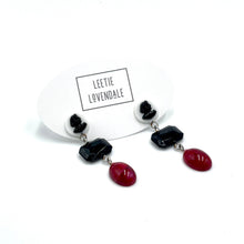 Load image into Gallery viewer, Faceted Onyx Cranberry &amp; Cameo Lucite Trinket Earrings