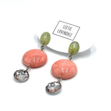 Load image into Gallery viewer, Mottled Peach &amp; Marbled Sage Trinket Earrings