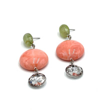 Load image into Gallery viewer, Mottled Peach &amp; Marbled Sage Trinket Earrings