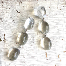 Load image into Gallery viewer, Clear Domed Oval Tri Dot Drop Earrings