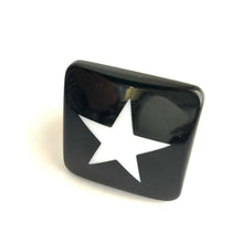 Load image into Gallery viewer, Black &amp; White Star Lucite Silver Cocktail Ring