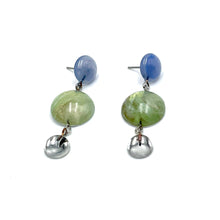 Load image into Gallery viewer, Marbled Mint &amp; Swirled Steel Blue Trinket Earrings