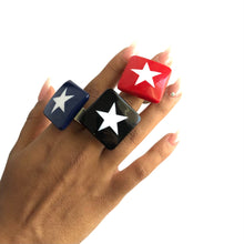 Load image into Gallery viewer, Red &amp; White Star Lucite Silver Cocktail Ring