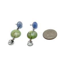 Load image into Gallery viewer, Marbled Mint &amp; Swirled Steel Blue Trinket Earrings