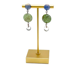 Load image into Gallery viewer, Marbled Mint &amp; Swirled Steel Blue Trinket Earrings