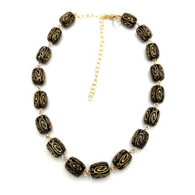 Load image into Gallery viewer, Black &amp; Gold Etched Amelia Necklace