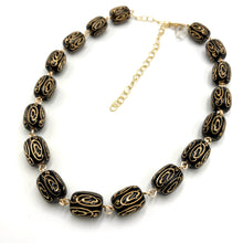 Load image into Gallery viewer, Black &amp; Gold Etched Amelia Necklace
