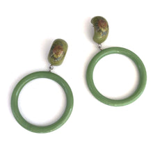 Load image into Gallery viewer, Olive &amp; Sage Flower Garden Donut Drop Earrings