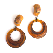 Load image into Gallery viewer, Tortoise &amp; Mustard Flower Garden Donut Drop Earrings