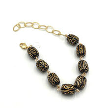 Load image into Gallery viewer, Black &amp; Gold Etched Betsy Bracelet