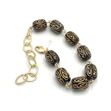 Load image into Gallery viewer, Black &amp; Gold Etched Betsy Bracelet
