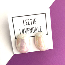 Load image into Gallery viewer, White Aurora Borealis Oval Stud Earrings