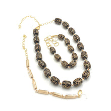 Load image into Gallery viewer, Black &amp; Gold Etched Amelia Necklace