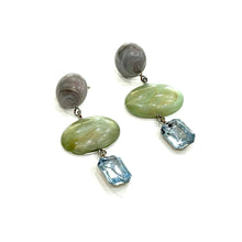 Load image into Gallery viewer, Pearl light sapphire &amp; Marbled Grey Trinket Earrings