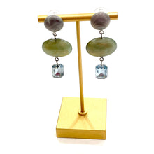 Load image into Gallery viewer, Pearl light sapphire &amp; Marbled Grey Trinket Earrings