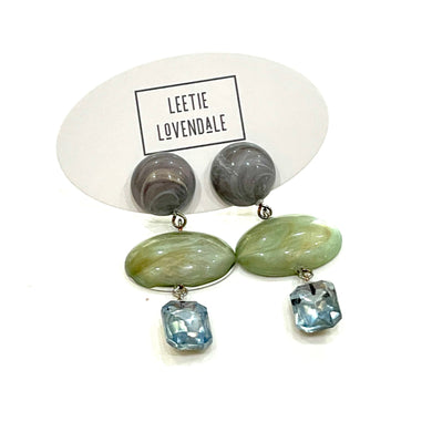 Pearl light sapphire & Marbled Grey Trinket Earrings