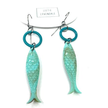 Load image into Gallery viewer, Turquoise &amp; Teal Fish A Lure-Ing Earrings