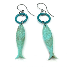 Load image into Gallery viewer, Turquoise &amp; Teal Fish A Lure-Ing Earrings