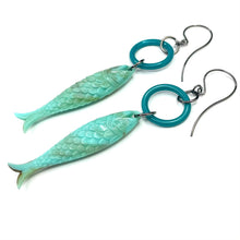 Load image into Gallery viewer, Turquoise &amp; Teal Fish A Lure-Ing Earrings