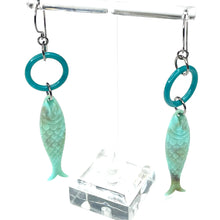 Load image into Gallery viewer, Turquoise &amp; Teal Fish A Lure-Ing Earrings