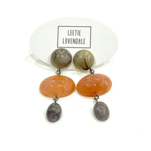 Load image into Gallery viewer, Marbled Marmalade &amp; Sage Aurora Trinket Earrings